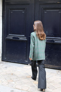 Veste oversize Mathide - Vert à carreaux l'île Saint-Louis